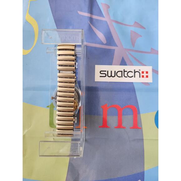 Vintage Swatch Watch MONOCULAR GK717 Daydate Dial with flex steel Band NIB - Picture 6 of 11